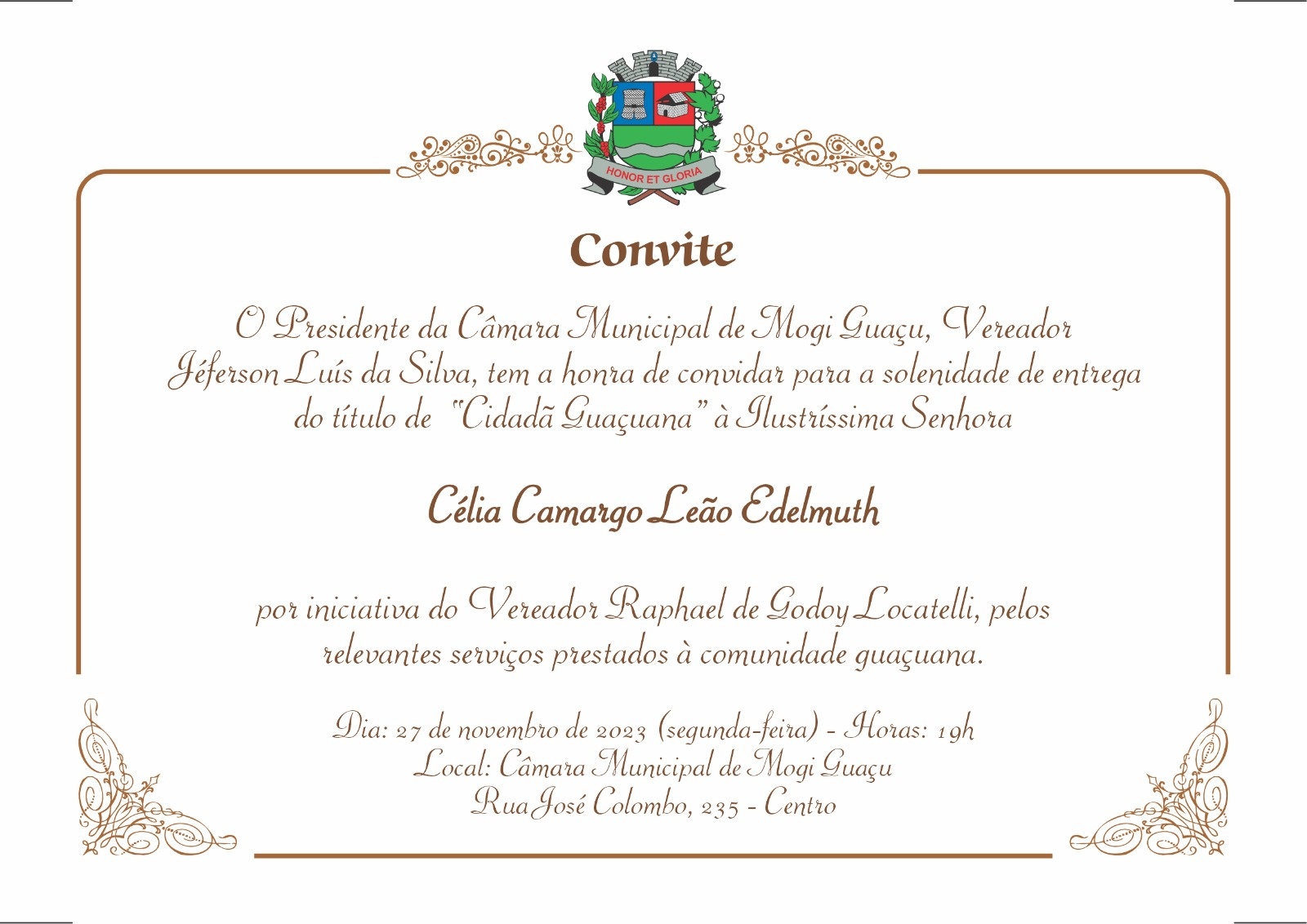 Célia Leão receberá o título de 'Cidadã Guaçuana' na próxima segunda
